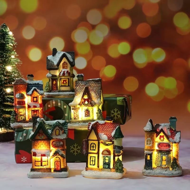 Christmas New Christmas Decorations Resin Small House Micro Landscape Resin House Small Ornaments Christmas Gifts