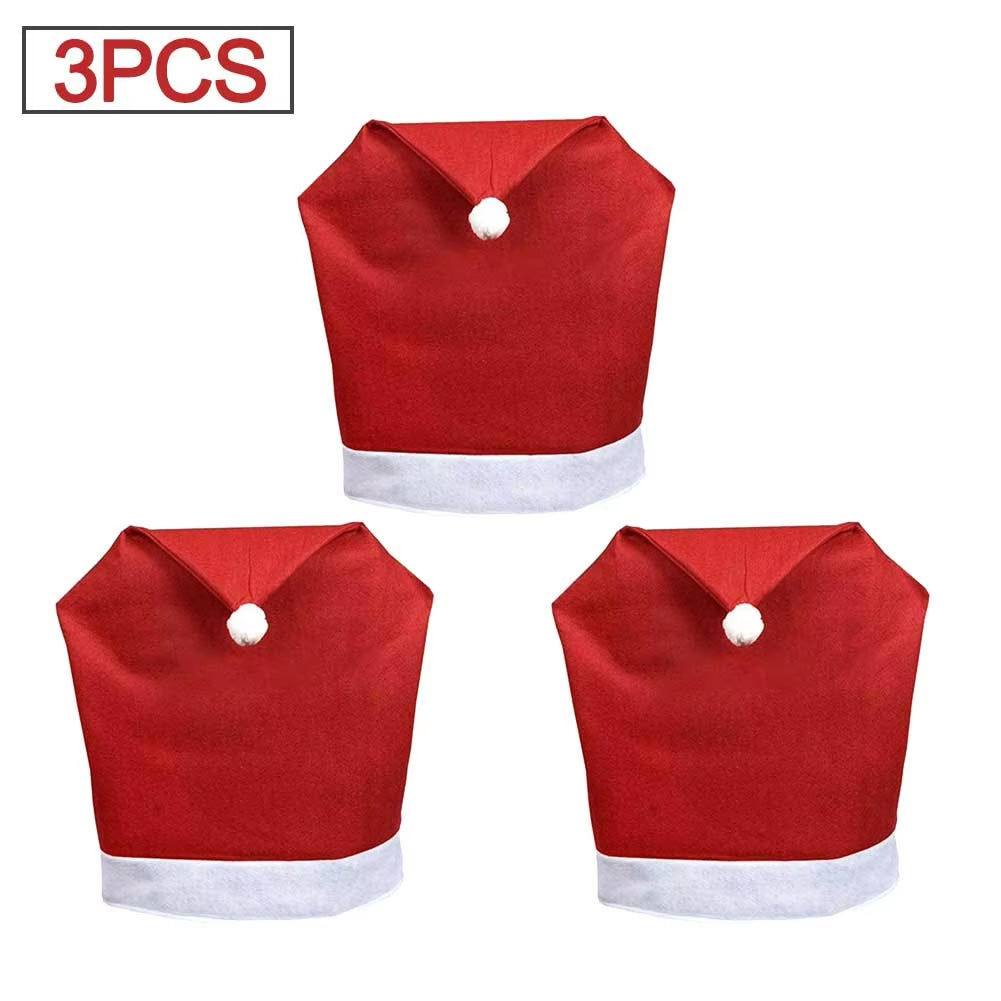 1-10PCS Santa Hat Chair Cover Christmas Table Decoration Santa Hat Home Decoration Christmas Gifts