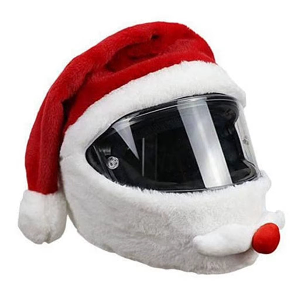 Christmas Motorcycle Full Helmet Plush Cover Santa Cycling Helmet Cover Santa Claus Racing Cap Merry Christmas Decoration Gift