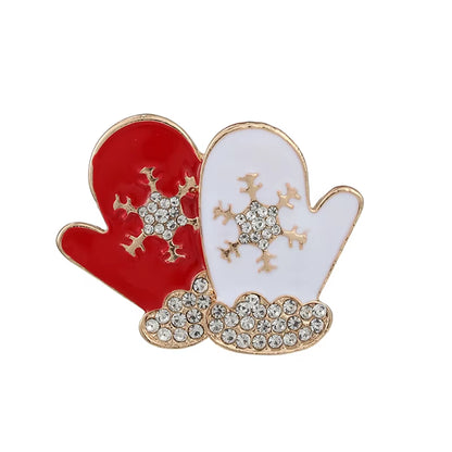 Snowman Elk Gifts Gloves Penguin Santa Pins Brooches Enamel Cartoon Red Hat Merry Christmas Brooch Party Christmas Gifts