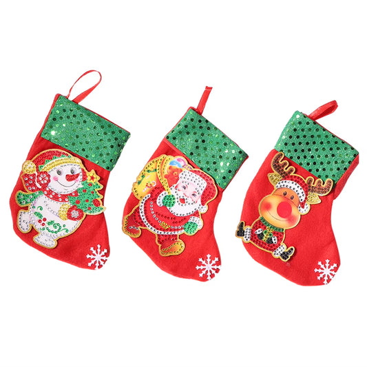 3Pcs Christmas Stockings Socks DIY Diamond Painting Christmas Hanging Ornament Xmas Tree Decoration for Christmas