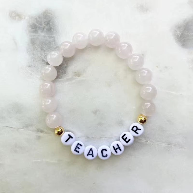 Custom Name Bracelet Couple Bracelets for Women Men Custom Hanade Natural Stones Beads Letter Bracelet Charm Jewelry Gifts