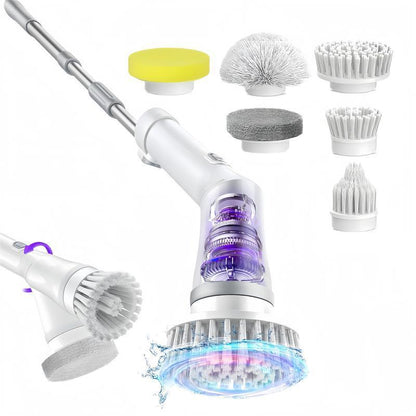 Electric Spin Scrubber with 6 Heads, Bathroom Scrubber, Handheld Electric Brush, Cordless Spinning Scrub Brush, Scrubbing Spin Brush Cleaner for Bathroom Bathtub Tile Floor Kitchen Sink Cleaning, Portable Cleaning Brush