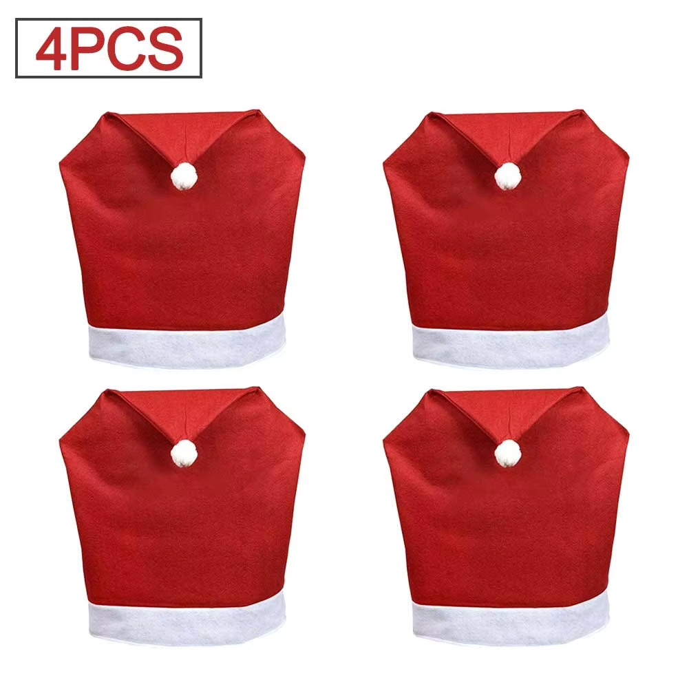 1-10PCS Santa Hat Chair Cover Christmas Table Decoration Santa Hat Home Decoration Christmas Gifts