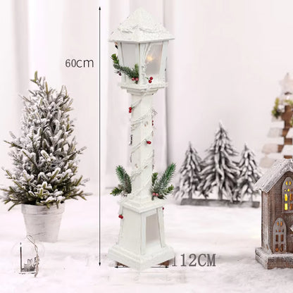 Christmas Wooden Decoration Landscaping Luminous Cabin Snow Scene Street Light House Handmade Landscape Decor Christmas Gifts