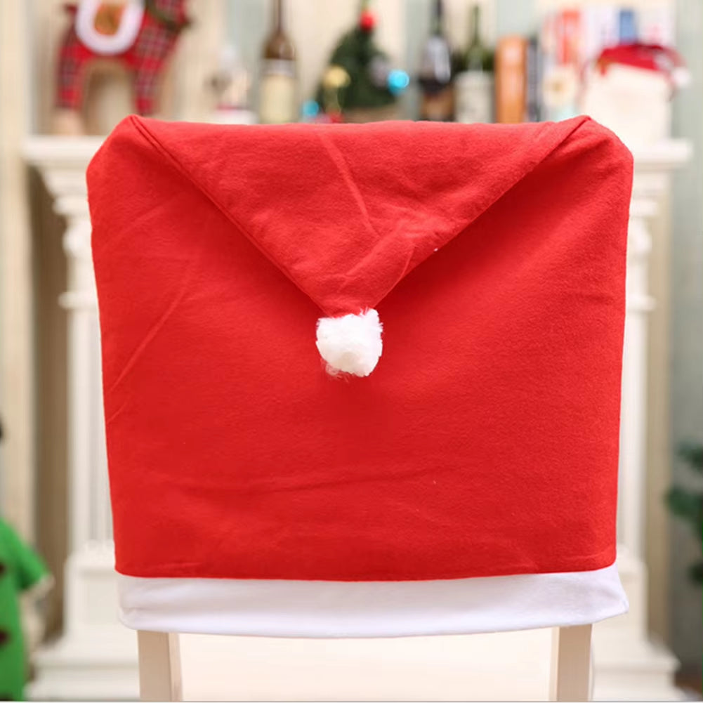 1-10PCS Santa Hat Chair Cover Christmas Table Decoration Santa Hat Home Decoration Christmas Gifts