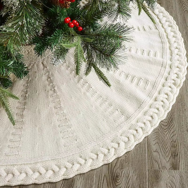 2024 New Product Christmas Tree Skirt Knitted Tree Skirt Apron Christmas Tree Decorations Christmas Gifts Home Decorations