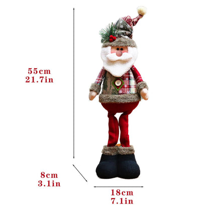 Christmas Santa Snowman-Reindeer Christmas Decoration 2024 Leg Table Mantel Decoration Plush Dolls Christmas Gifts for Kids Baby