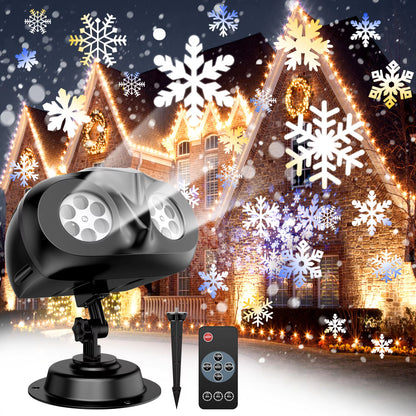 Christmas Projector Lights Outdoor, LED Snowflake Projector Christmas Lights with Remote Rotating Projection Lamp, Waterproof