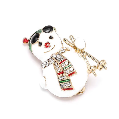 Snowman Elk Gifts Gloves Penguin Santa Pins Brooches Enamel Cartoon Red Hat Merry Christmas Brooch Party Christmas Gifts