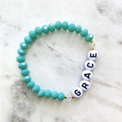 Custom Name Bracelet Couple Bracelets for Women Men Custom Hanade Natural Stones Beads Letter Bracelet Charm Jewelry Gifts