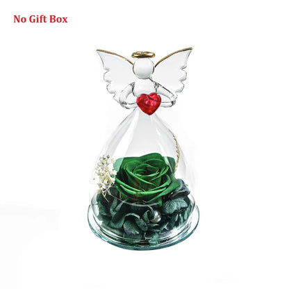 Angel Gifts for Mom Preserved Roses in Glass Forever Eternal Rose Flowers Wedding Birthday Anniversary Valentines Gifts for Her