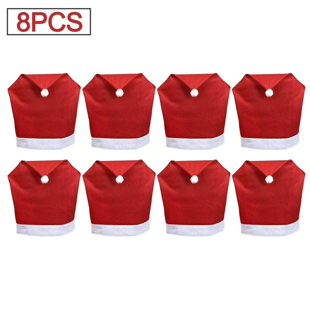 1-10PCS Santa Hat Chair Cover Christmas Table Decoration Santa Hat Home Decoration Christmas Gifts