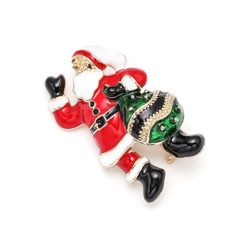 Snowman Elk Gifts Gloves Penguin Santa Pins Brooches Enamel Cartoon Red Hat Merry Christmas Brooch Party Christmas Gifts