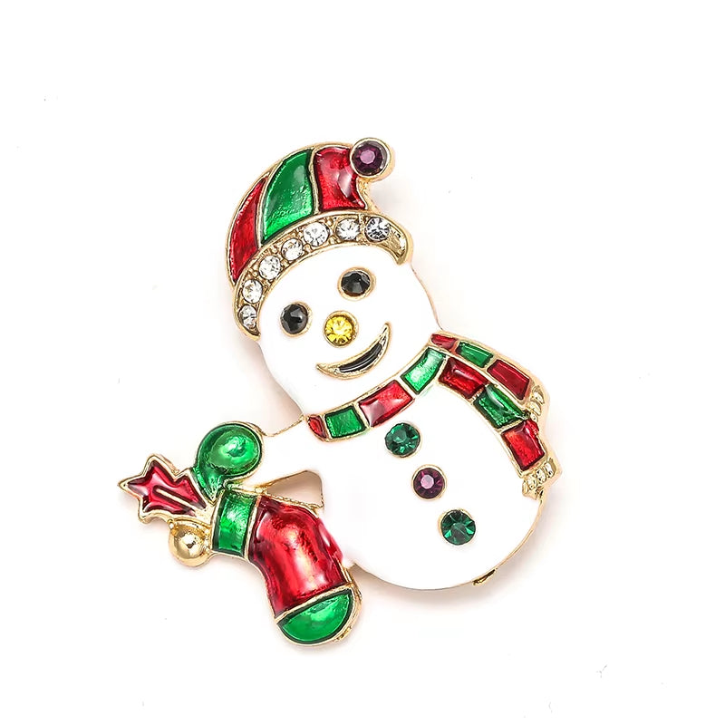 Snowman Elk Gifts Gloves Penguin Santa Pins Brooches Enamel Cartoon Red Hat Merry Christmas Brooch Party Christmas Gifts