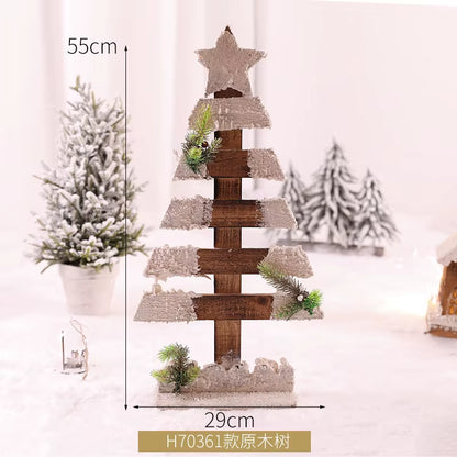 Wooden Christmas Street Light Landscaping Decoration Luminous Cabin Snow Scene House Handmade Landscape Christmas Gifts Navidad