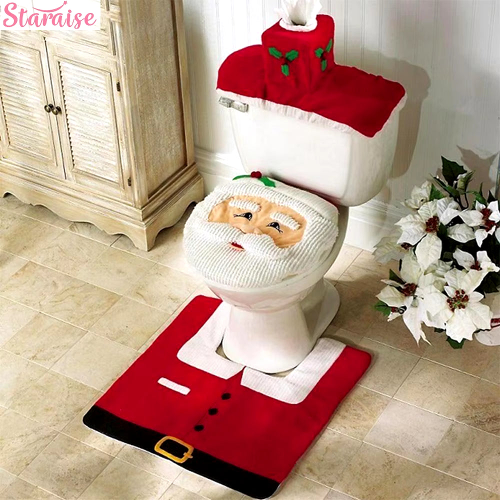 Christmas Ornaments Santa Claus Christmas Decor Bathroom Curtain Merry Christmas Decor for Home Christmas Gifts New Year 2019