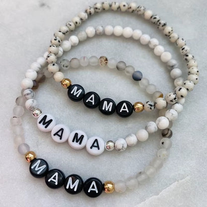 Custom Name Bracelet Couple Bracelets for Women Men Custom Hanade Natural Stones Beads Letter Bracelet Charm Jewelry Gifts