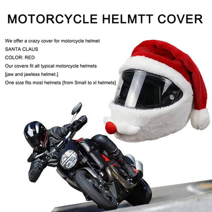 Christmas Motorcycle Full Helmet Plush Cover Santa Cycling Helmet Cover Santa Claus Racing Cap Merry Christmas Decoration Gift