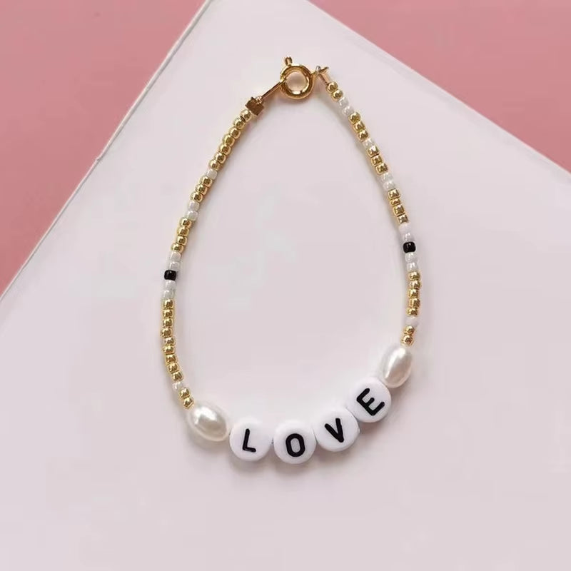 Custom Name Bracelet Couple Bracelets for Women Men Custom Hanade Natural Stones Beads Letter Bracelet Charm Jewelry Gifts