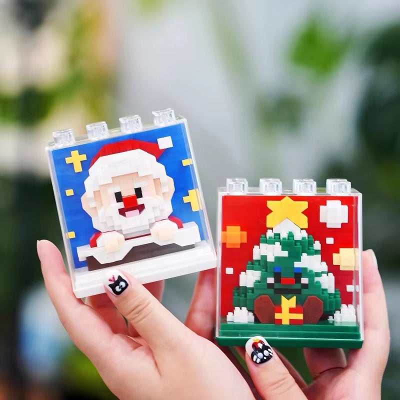 Santa Claus Building Blocks Small Particles Assembled Educational Leisure Toys Ornaments Snowman Christmas Tree Christmas Gifts