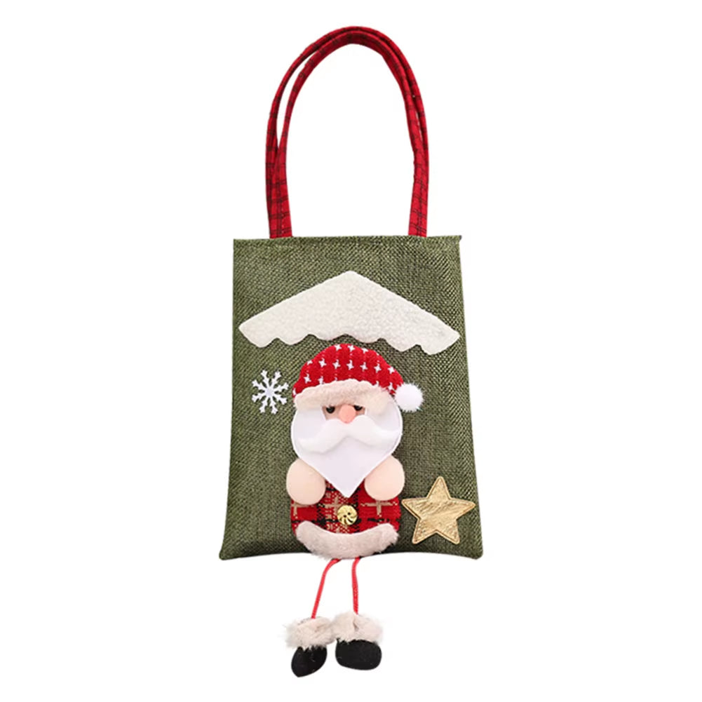 Christmas Gift Candy Bag 3D Santa Snowman Doll Tote Bag New Year Christmas Decorations for Home Reusable Burlap Shopping Bag