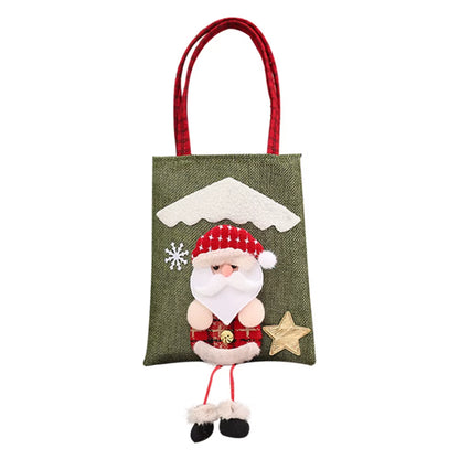 Christmas Gift Candy Bag 3D Santa Snowman Doll Tote Bag New Year Christmas Decorations for Home Reusable Burlap Shopping Bag