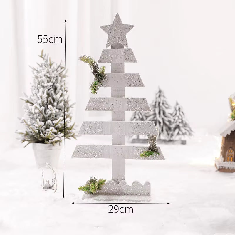 Christmas Wooden Decoration Landscaping Luminous Cabin Snow Scene Street Light House Handmade Landscape Decor Christmas Gifts