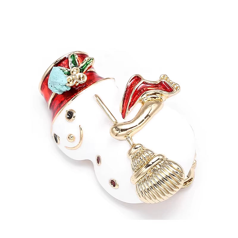 Snowman Elk Gifts Gloves Penguin Santa Pins Brooches Enamel Cartoon Red Hat Merry Christmas Brooch Party Christmas Gifts