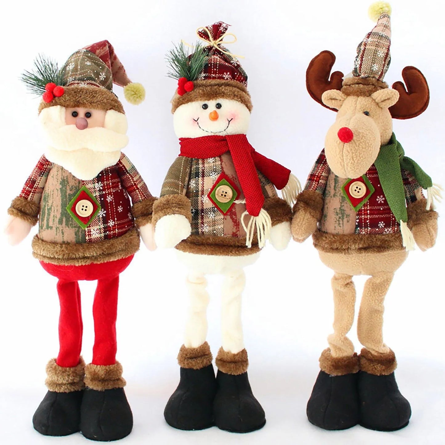 Christmas Santa Snowman-Reindeer Christmas Decoration 2024 Leg Table Mantel Decoration Plush Dolls Christmas Gifts for Kids Baby