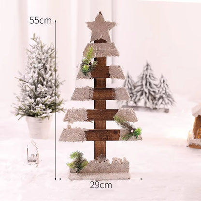 Christmas Wooden Decoration Landscaping Luminous Cabin Snow Scene Street Light House Handmade Landscape Decor Christmas Gifts