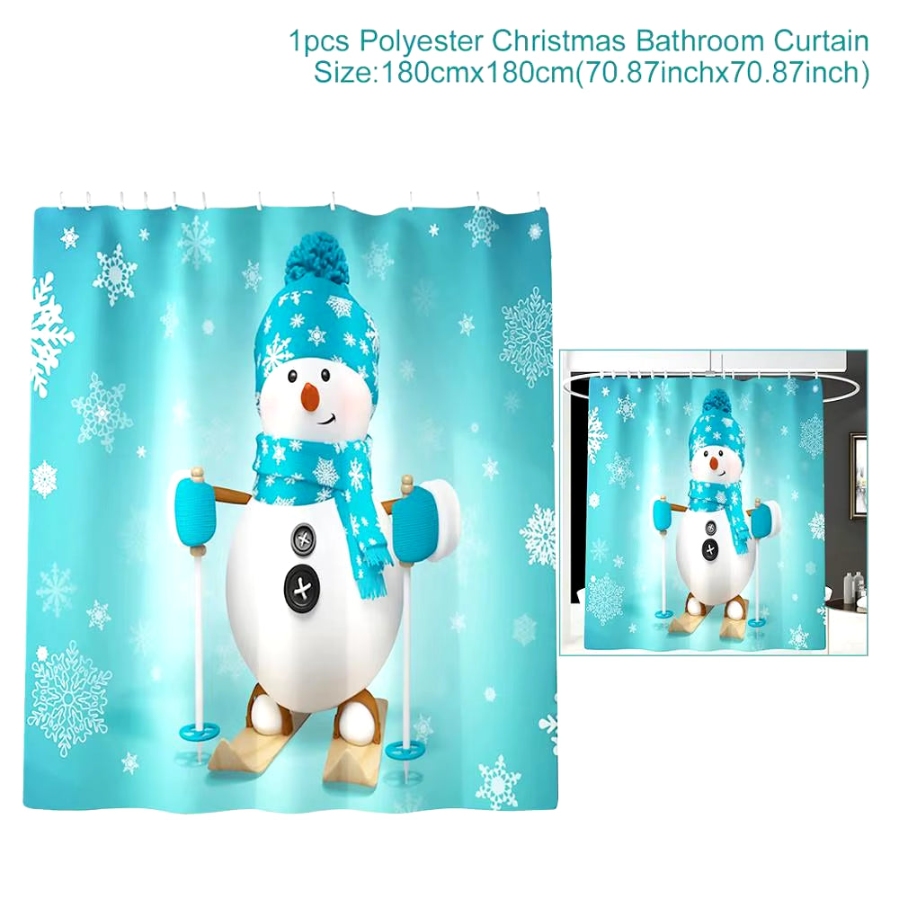 Christmas Ornaments Santa Claus Christmas Decor Bathroom Curtain Merry Christmas Decor for Home Christmas Gifts New Year 2019