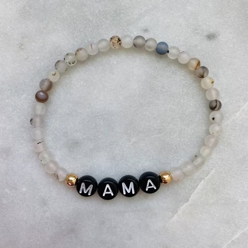 Custom Name Bracelet Couple Bracelets for Women Men Custom Hanade Natural Stones Beads Letter Bracelet Charm Jewelry Gifts