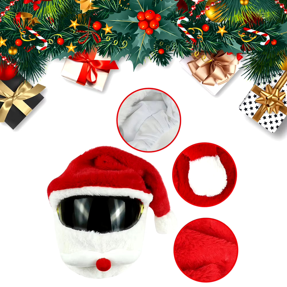 Christmas Motorcycle Full Helmet Plush Cover Santa Cycling Helmet Cover Santa Claus Racing Cap Merry Christmas Decoration Gift