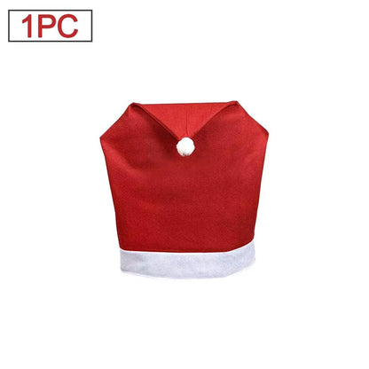 1-10PCS Santa Hat Chair Cover Christmas Table Decoration Santa Hat Home Decoration Christmas Gifts