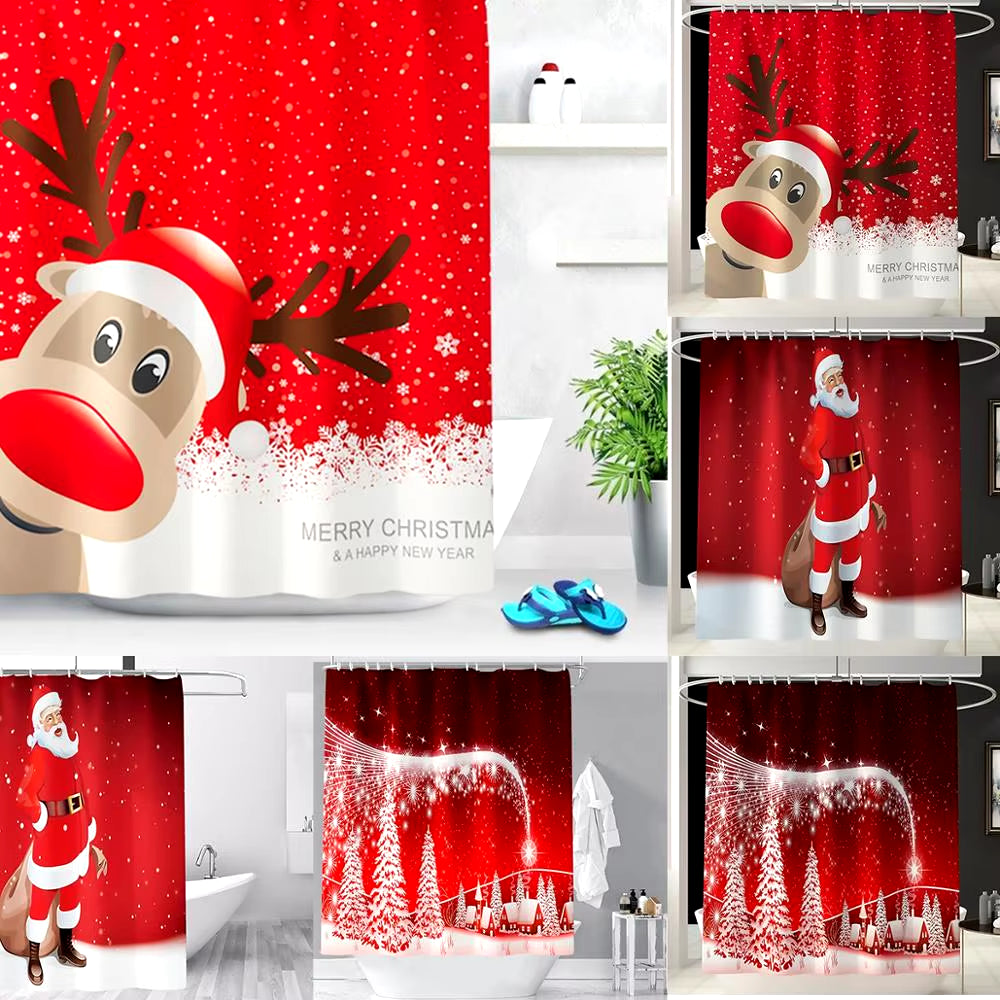 Christmas Ornaments Santa Claus Christmas Decor Bathroom Curtain Merry Christmas Decor for Home Christmas Gifts New Year 2019