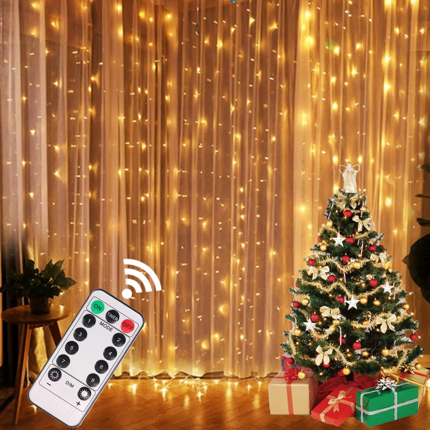 Christmas Lights Curtain Garland Merry Christmas Decorations for Home Christmas Ornaments Xmas Gifts Navidad 2024 New Year Decor