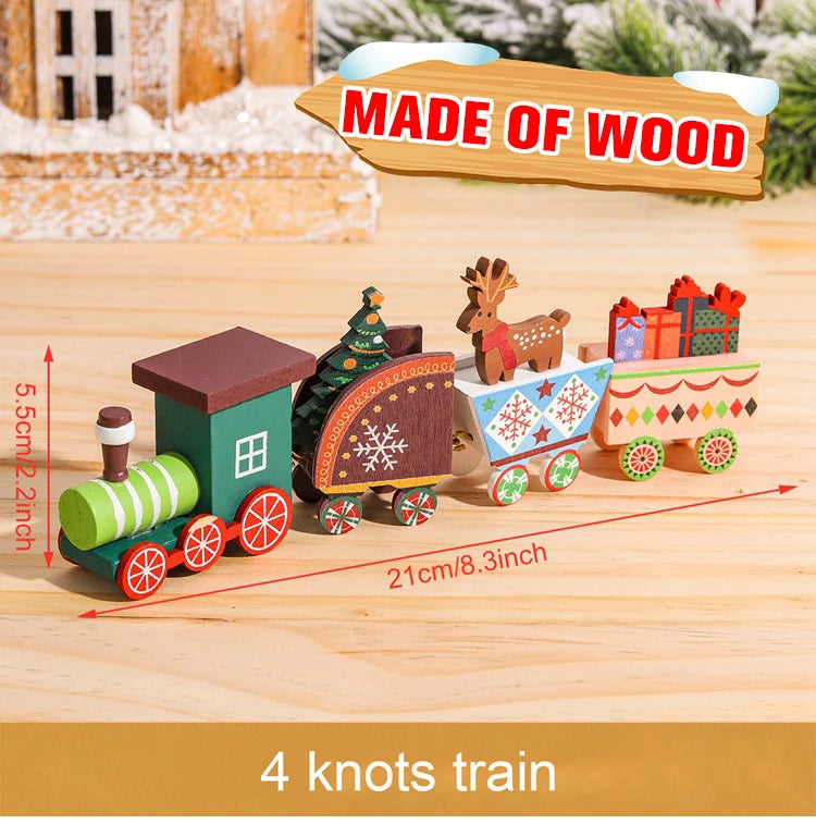 Christmas Wooden Train Ornaments - Festive Home Decorations for 2024 Holiday Season and New Year Gifts