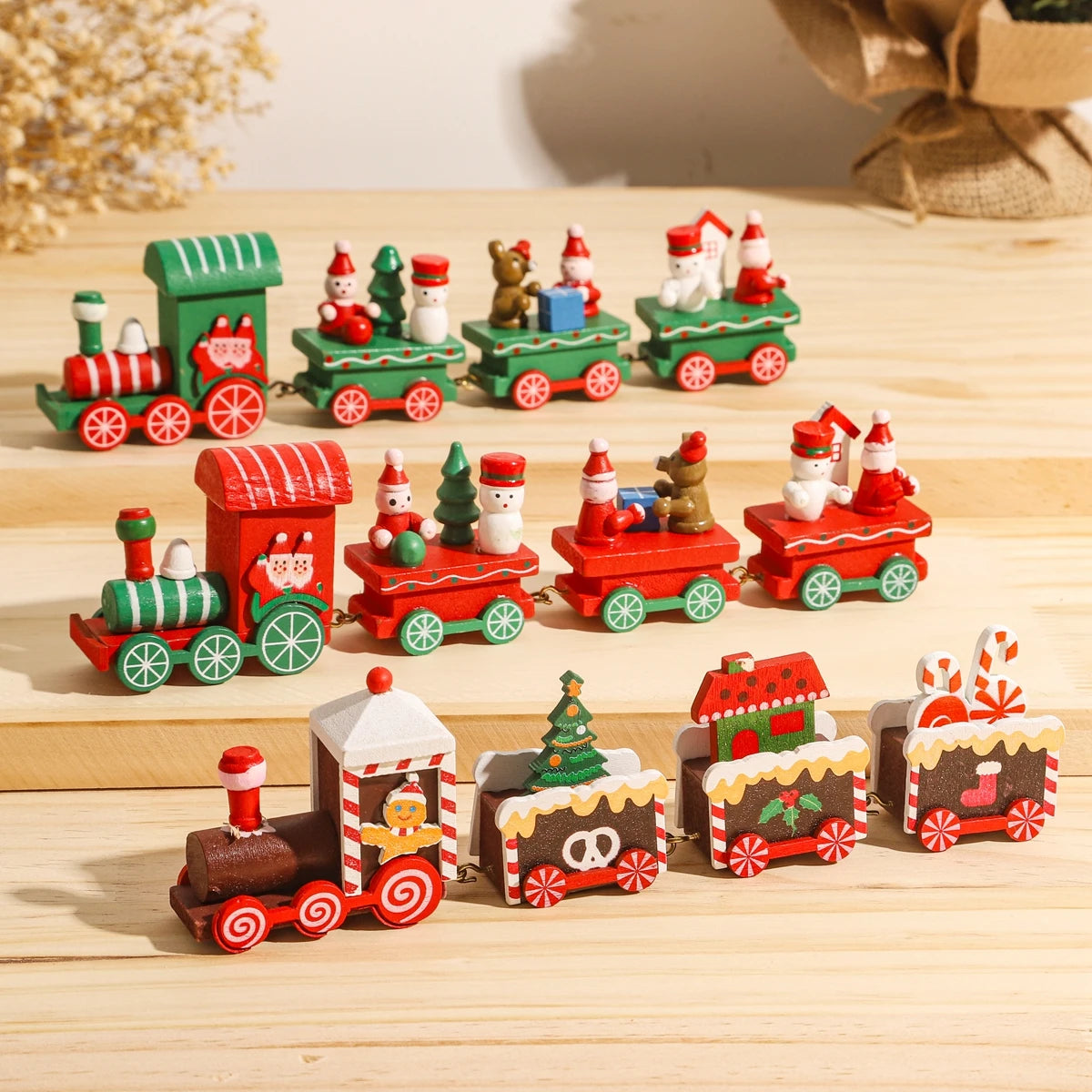 Christmas Wooden Train Ornaments - Festive Home Decorations for 2024 Holiday Season and New Year Gifts