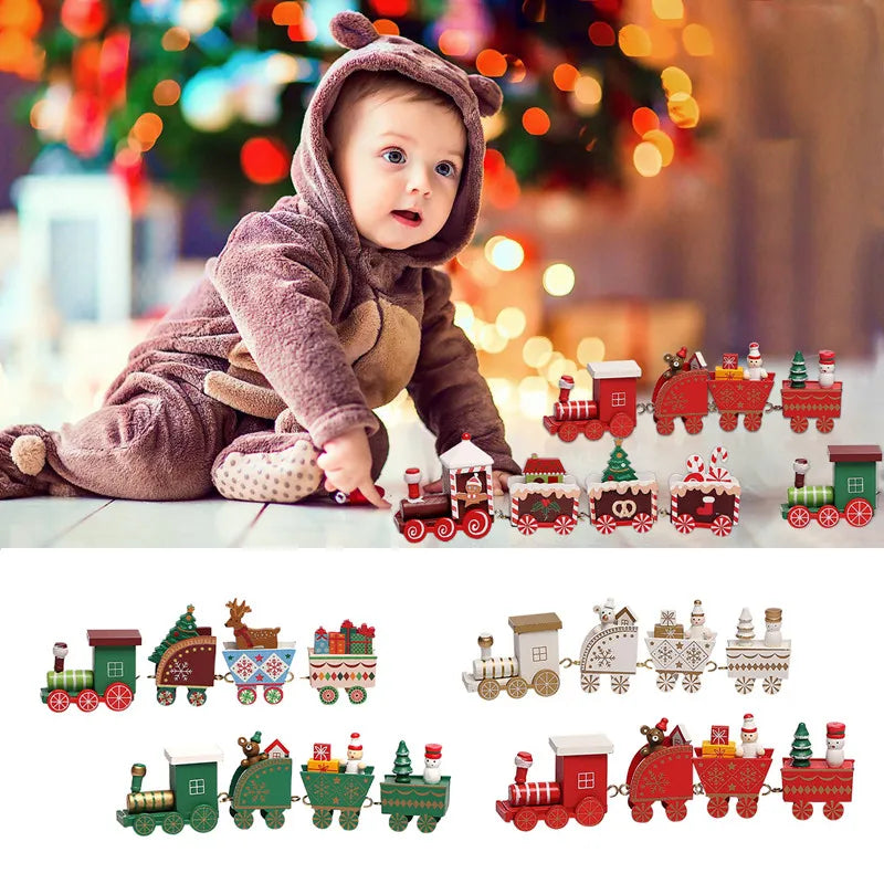 Christmas Wooden Train Ornaments - Festive Home Decorations for 2024 Holiday Season and New Year Gifts