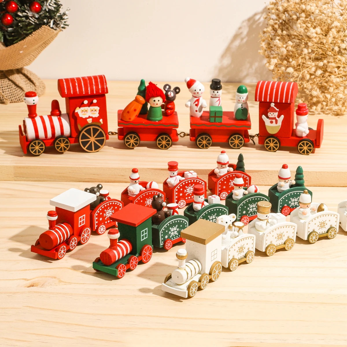 Christmas Wooden Train Ornaments - Festive Home Decorations for 2024 Holiday Season and New Year Gifts