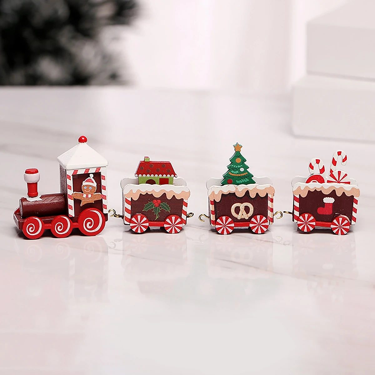 Christmas Wooden Train Ornaments - Festive Home Decorations for 2024 Holiday Season and New Year Gifts