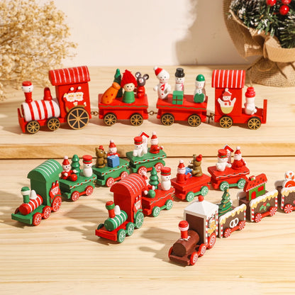 Christmas Wooden Train Ornaments - Festive Home Decorations for 2024 Holiday Season and New Year Gifts