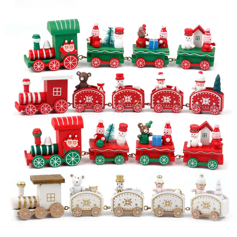 Christmas Wooden Train Ornaments - Festive Home Decorations for 2024 Holiday Season and New Year Gifts