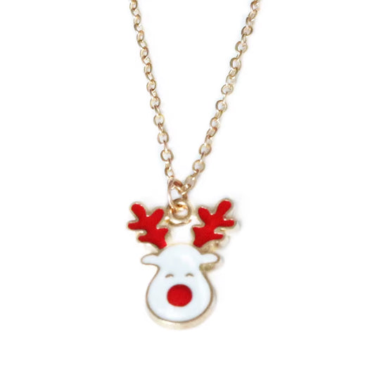 Cartoon Elk Pendant Necklace for Women Short Chain Design Christmas Collar Patry Neck Accessories Christmas Gifts