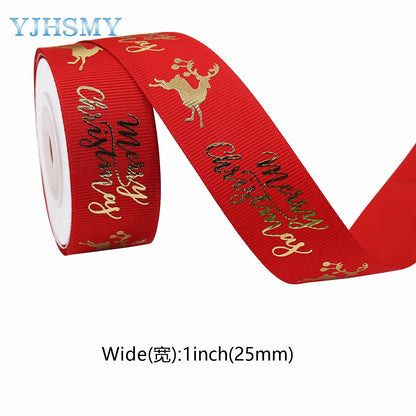 Christmas Ribbons Holiday Grosgrain Satin Ribbons for Christmas Gifts Wrapping Christmas Tree Decorations Festival DIY Crafts 5Y