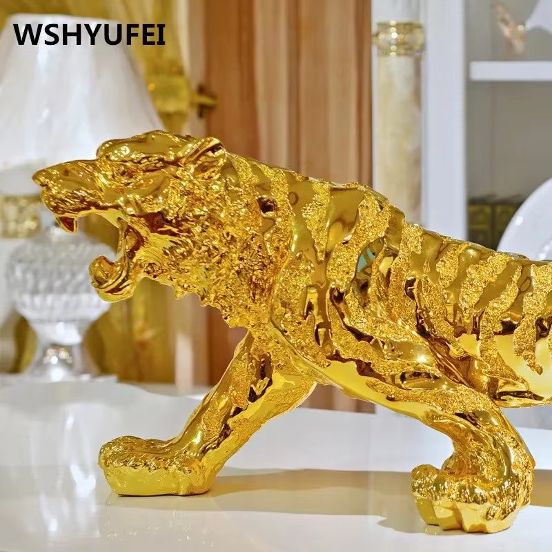 Resin Tiger Chinese Zodiac Tiger Home Decorations Natural Resin Making Birthday Gifts and Christmas Gifts Wedding Decoration