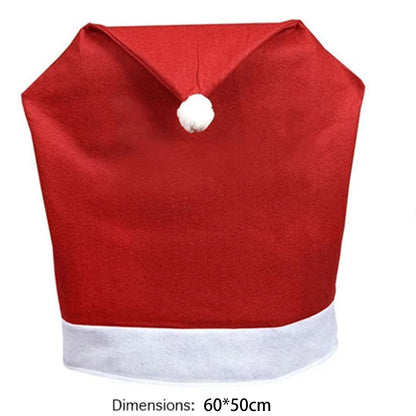 1-10PCS Santa Hat Chair Cover Christmas Table Decoration Santa Hat Home Decoration Christmas Gifts