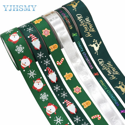 Christmas Ribbons Holiday Grosgrain Satin Ribbons for Christmas Gifts Wrapping Christmas Tree Decorations Festival DIY Crafts 5Y