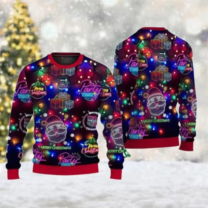 Christmas Colorful Led Light Pattern Sweatshirt Unisex Candy Santa 3D Print Ugly Sweatshirts Festival Casual Clothing Unisex Top